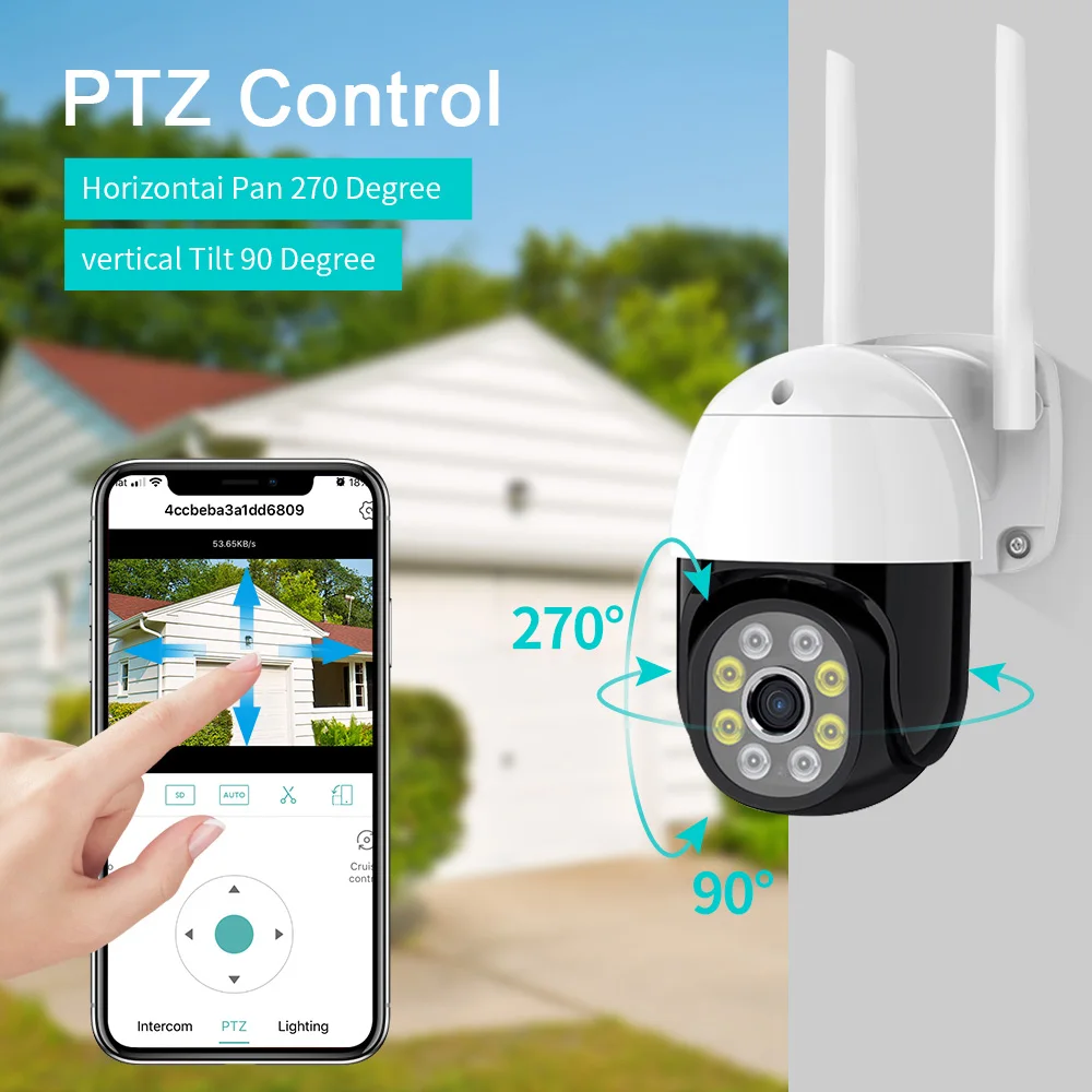 5MP PTZ WiFi IP Camera AI Human Detection Color Night Vision Audio Video Surveillance Wireless Outdoor Security CCTV Cameras
5MP PTZ WiFi IP Camera AI Human Detection Color Night Vision Audio Video Surveillance Wireless Outdoor Security CCTV Cameras