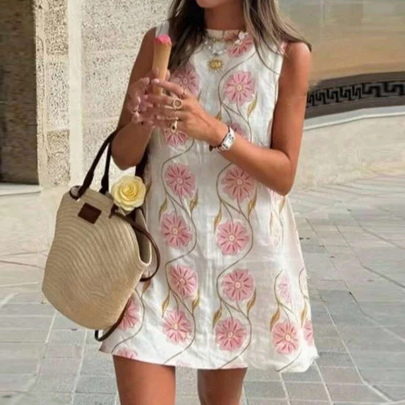BluWin Women's 2025 Summer Floral Print Halter Sexy Dress Casual O Neck Sleeveless Loose Dress Fashion Beach Vacation Mini Dress
BluWin Women's 2025 Summer Floral Print Halter Sexy Dress Casual O Neck Sleeveless Loose Dress Fashion Beach Vacation Mini Dress