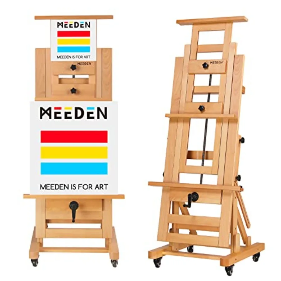 Extra-Large Artist Easel for studio use, solid beech wood, natural wood color, heavy duty and tilting with stable H-frame desig
Extra-Large Artist Easel for studio use, solid beech wood, natural wood color, heavy duty and tilting with stable H-frame desig