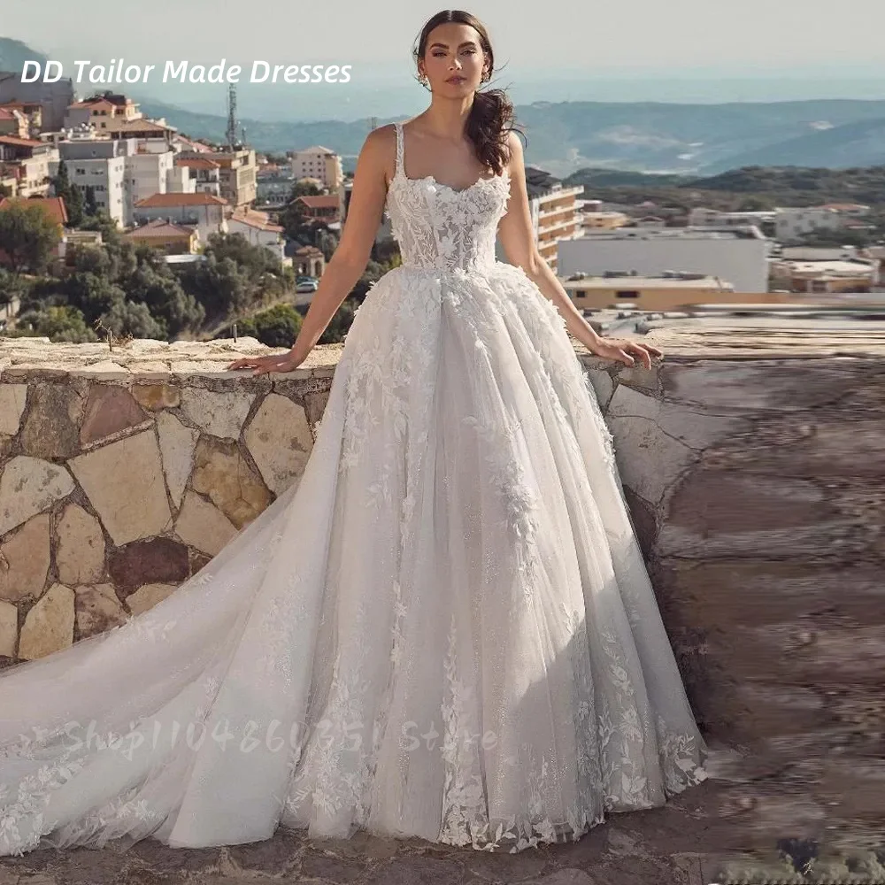 Romantic 3D Floral Lace Wedding Dress Sweetheart Straps A-Line Ivory Bridal Gowns Customized Boho Vestidos De Novia 
Romantic 3D Floral Lace Wedding Dress Sweetheart Straps A-Line Ivory Bridal Gowns Customized Boho Vestidos De Novia