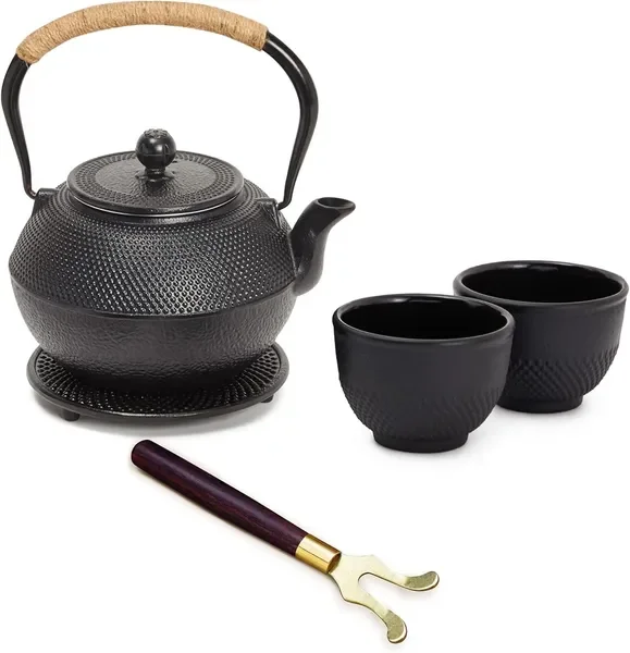 Cast Iron Teapot - 1200 mL, Black, 2 Cups - Japanese Tea Set with Stainless Steel Infuser & Stovetop
Cast Iron Teapot - 1200 mL, Black, 2 Cups - Japanese Tea Set with Stainless Steel Infuser & Stovetop