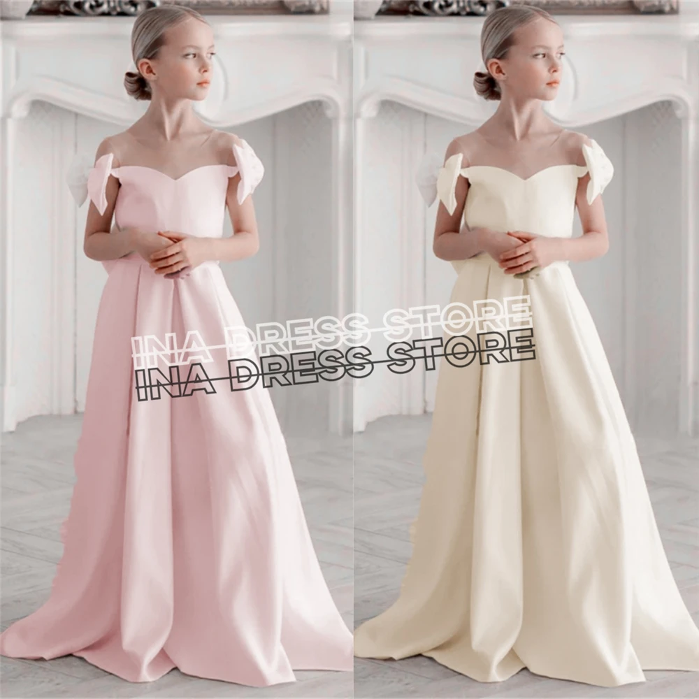 Elegant White Flower Girl Dress Satin A line Short Sleeve For Kids Princess Wedding Birthday Party Ball Evening Gowns
Elegant White Flower Girl Dress Satin A line Short Sleeve For Kids Princess Wedding Birthday Party Ball Evening Gowns