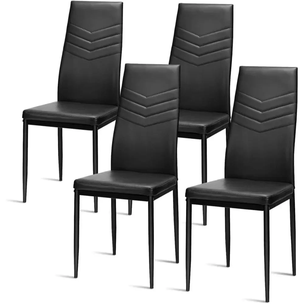 Dining Chairs Set of 4 Black PVC Leather Modern Soft Dining Kitchen Living Room Side Chairs with Sturdy Metal Legs & Non-Slip
Dining Chairs Set of 4 Black PVC Leather Modern Soft Dining Kitchen Living Room Side Chairs with Sturdy Metal Legs & Non-Slip