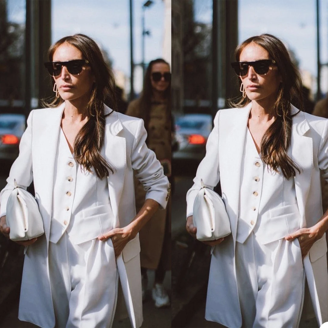 3 Pieces White Women Pants Suits Slim Fit 2 Button Long Blazer Business Suit Ladies Prom Party Wedding Outfit (Jacket+Vest+Pant)
3 Pieces White Women Pants Suits Slim Fit 2 Button Long Blazer Business Suit Ladies Prom Party Wedding Outfit (Jacket+Vest+Pant)