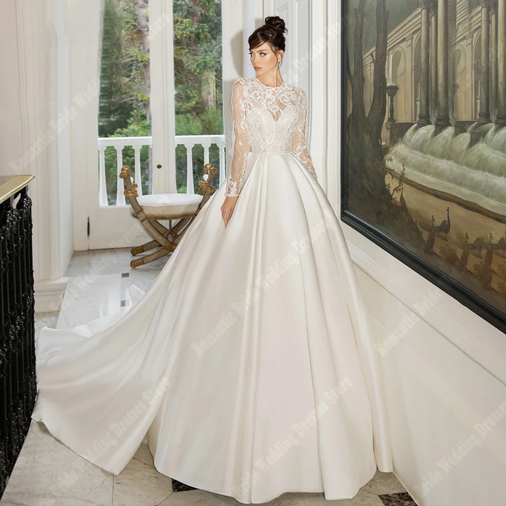 Lace Long Sleeve A-Line Women Wedding Dresses Vintage Lace Printing Bridal Gowns Smooth Tulle Surface Mermaid Vestidos De Novias
Lace Long Sleeve A-Line Women Wedding Dresses Vintage Lace Printing Bridal Gowns Smooth Tulle Surface Mermaid Vestidos De Novias