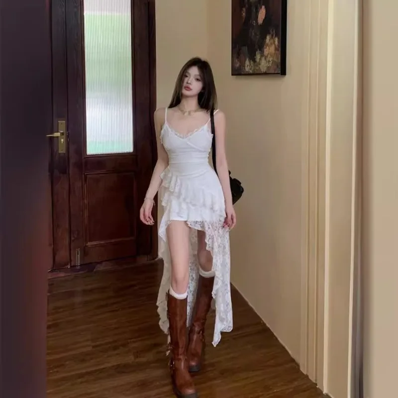 Summer Mini Dresses Fashion Elegant High Waist Casual Spaghetti Strap Sleeveless Irregular Dress Women Dresses Vestidos
Summer Mini Dresses Fashion Elegant High Waist Casual Spaghetti Strap Sleeveless Irregular Dress Women Dresses Vestidos