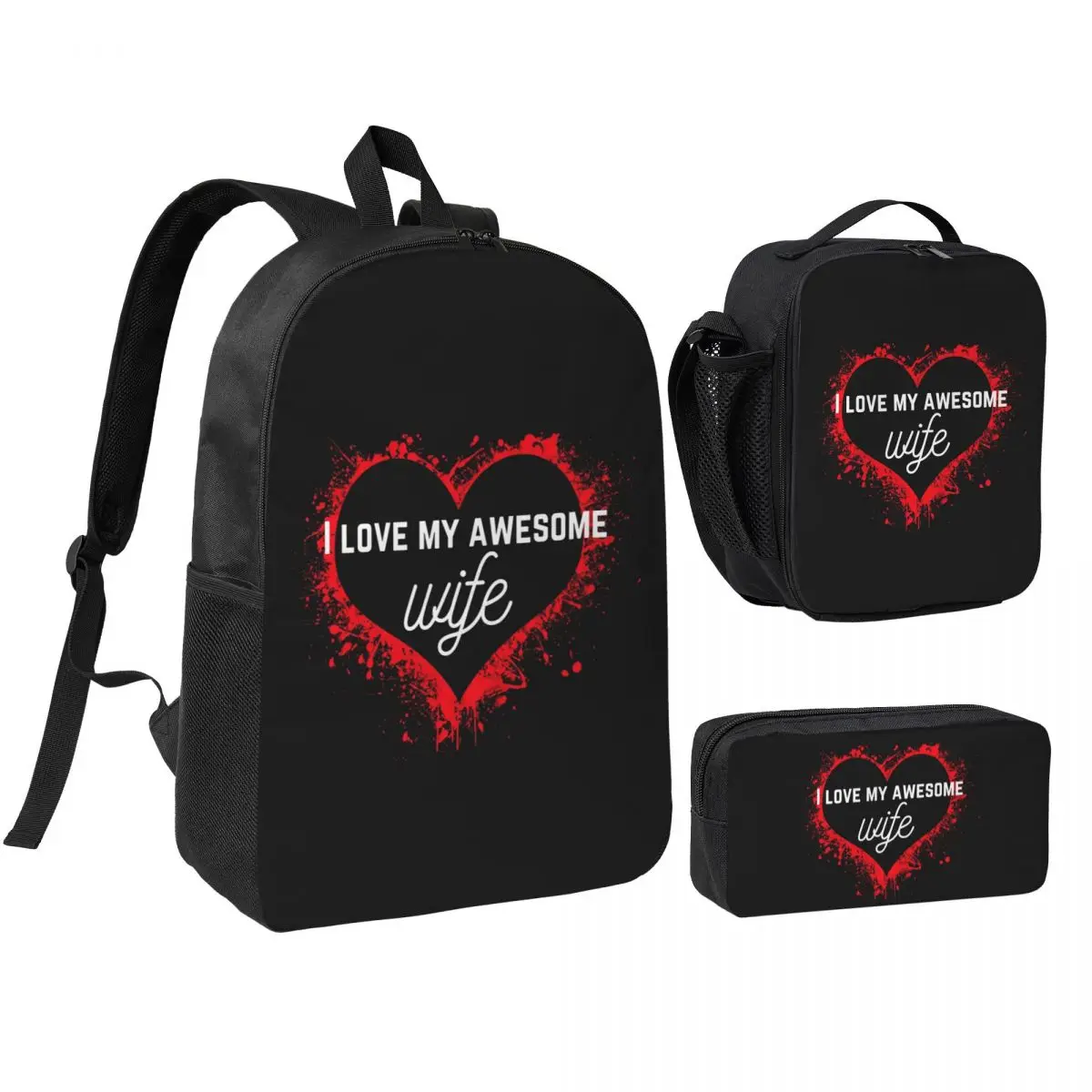 I Love My Awesome Wife Backpack Boys Girls BookBag School Bag Shoulder Bags 3ps Insulated Lunch Bag Pencil Case
I Love My Awesome Wife Backpack Boys Girls BookBag School Bag Shoulder Bags 3ps Insulated Lunch Bag Pencil Case