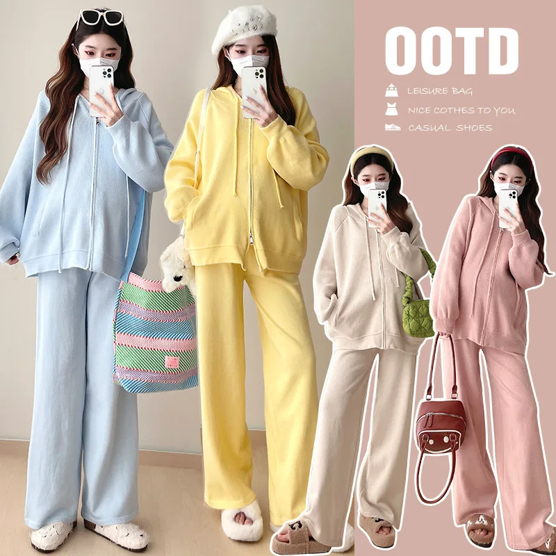 Комплект для беременных 2025 года, свитер с капюшоном и широкими брюками, универсальный удобный повседневный зимний наряд
Комплект для беременных 2025 года, свитер с капюшоном и широкими брюками, универсальный удобный повседневный зимний наряд