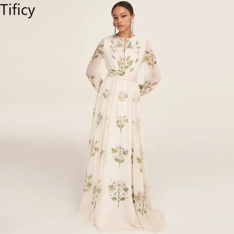 TIFICY Spring women's new style temperament printed long sleeved waist cinched dress elegant and fashionable fairy long dress
TIFICY Spring women's new style temperament printed long sleeved waist cinched dress elegant and fashionable fairy long dress