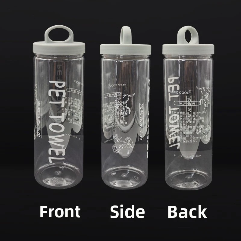 Clear PET Towel Canister with Hanging Lid - Bulk Set for Pet Microfiber & Cooling Towels, Transparent Plastic Storage Tube
Clear PET Towel Canister with Hanging Lid - Bulk Set for Pet Microfiber & Cooling Towels, Transparent Plastic Storage Tube