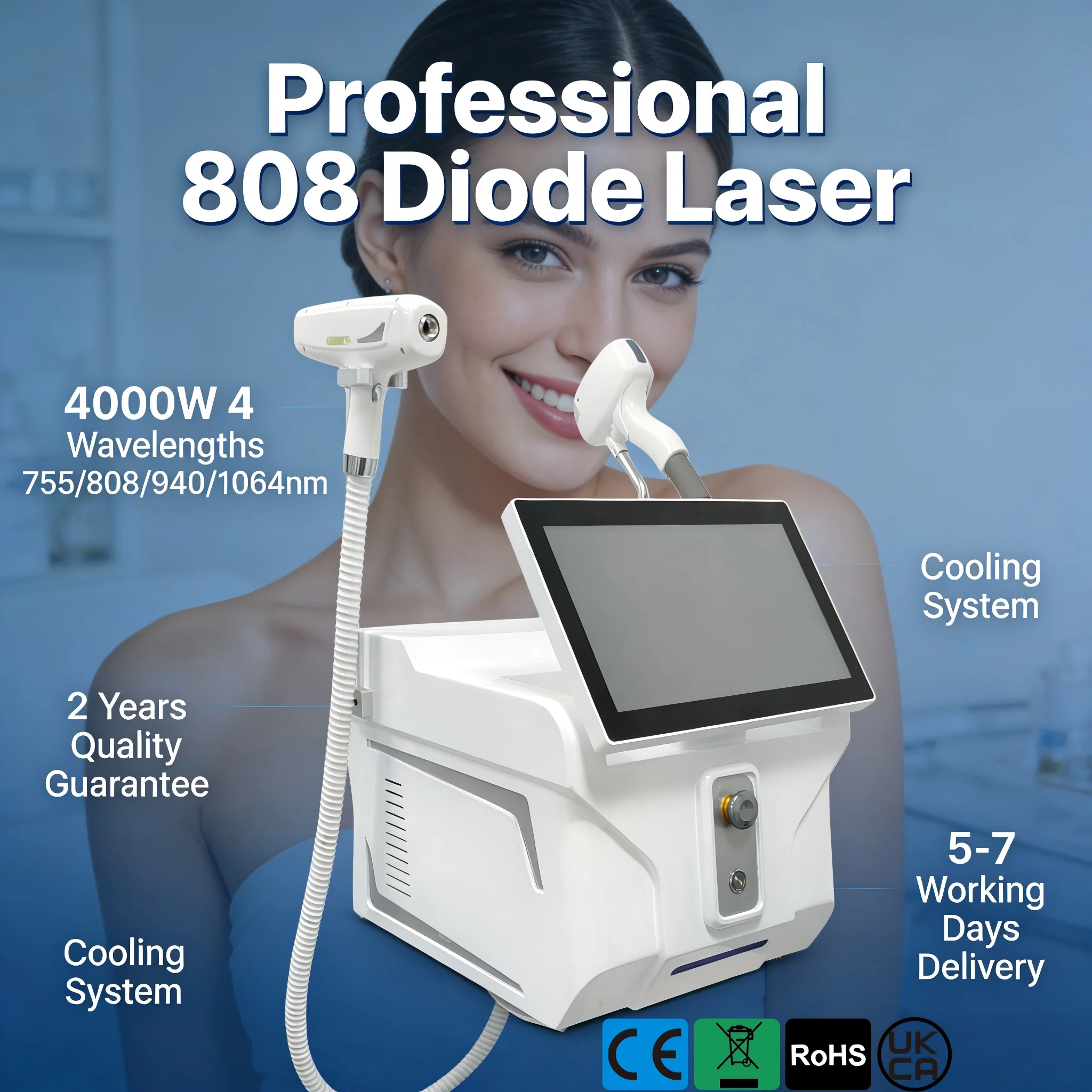 Лазерный диодный аппарат Soprano 2026 для профессионального удаления волос, 4 волны (755, 940, 1064, 808 нм), 4000 Вт, с александритовым лазером для перманентной эпиляции
Лазерный диодный аппарат Soprano 2026 для профессионального удаления волос, 4 волны (755, 940, 1064, 808 нм), 4000 Вт, с александритовым лазером для перманентной эпиляции