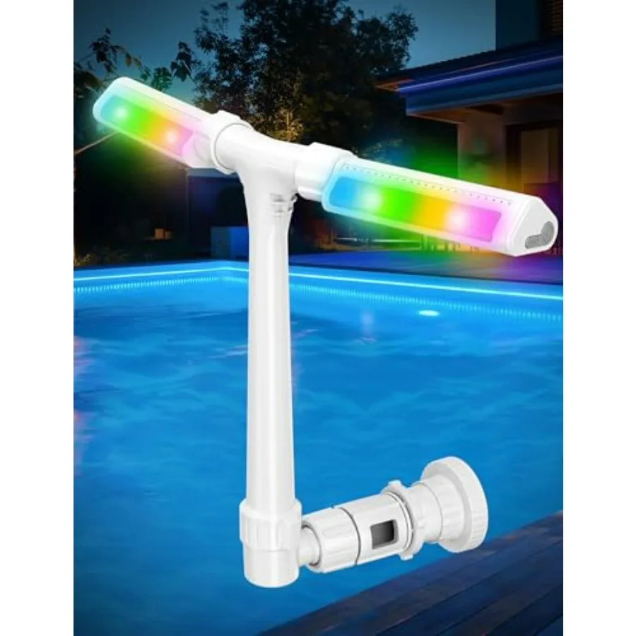 Pool Fountain with Lights for Above Ground/Inground Pools, White ABS Plastic, 360 Adjustable Dual High-Pressure Spray, Remote-C
Pool Fountain with Lights for Above Ground/Inground Pools, White ABS Plastic, 360 Adjustable Dual High-Pressure Spray, Remote-C