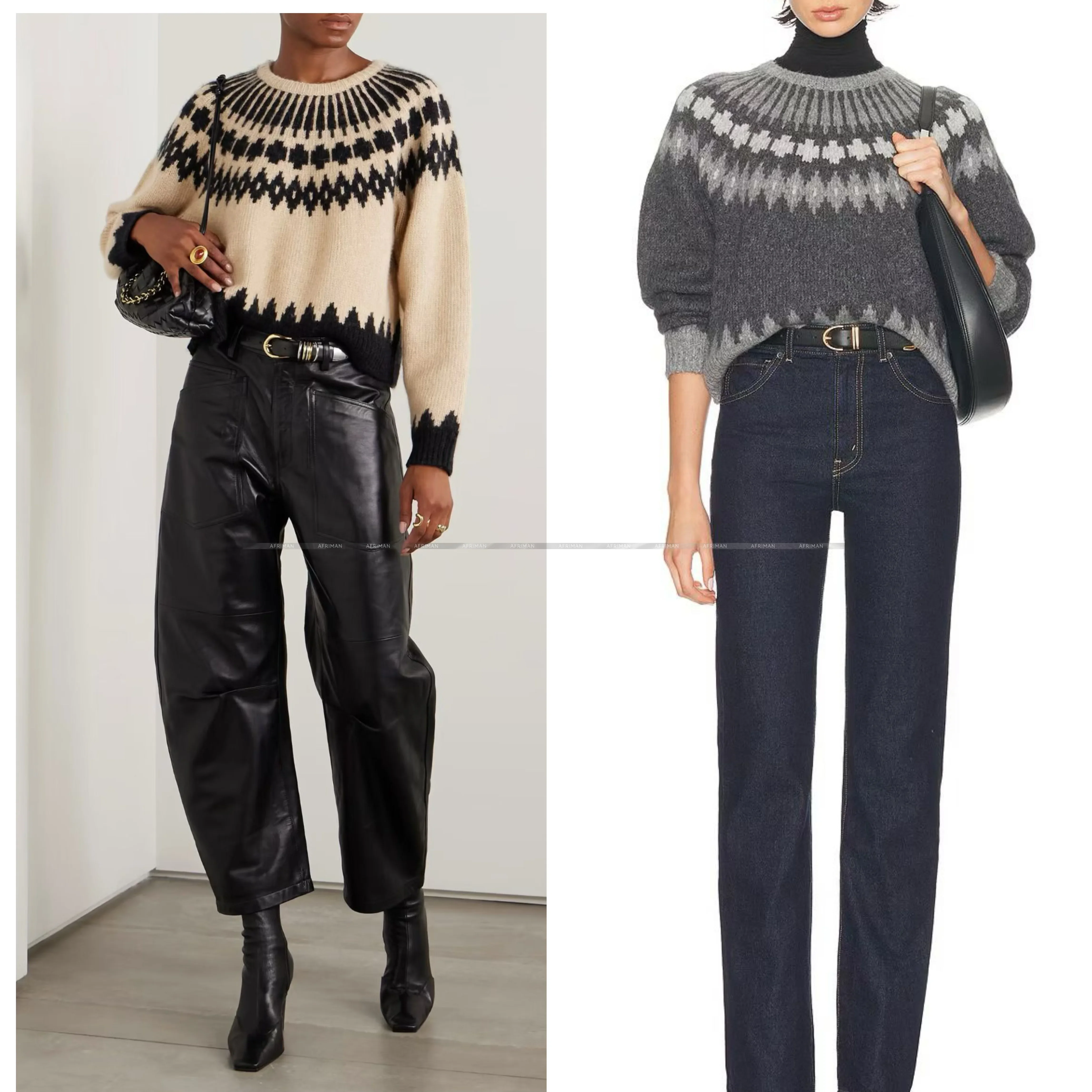 Women Fair Isle Geometric Pattern Coarse Needle Casual Sweater
Women Fair Isle Geometric Pattern Coarse Needle Casual Sweater