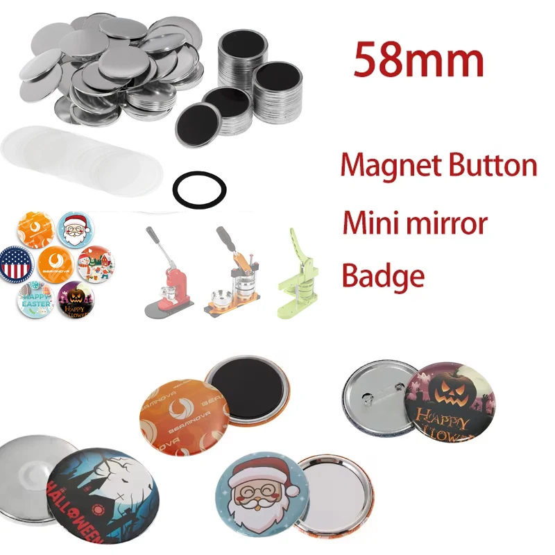 58mm Blank Pin Button Badge Material Whiteboard Fridge Magnets Mini Morror DIY Making Parts Punch Press Machine Supplies 200pcs
58mm Blank Pin Button Badge Material Whiteboard Fridge Magnets Mini Morror DIY Making Parts Punch Press Machine Supplies 200pcs