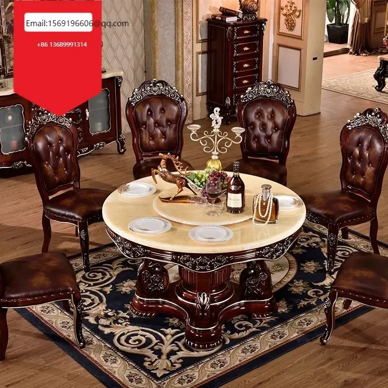 European Style Solid Wood Dining Set Family Marble Top Dining Table Set Round Shape Customized Size Kitchen Table Set
European Style Solid Wood Dining Set Family Marble Top Dining Table Set Round Shape Customized Size Kitchen Table Set