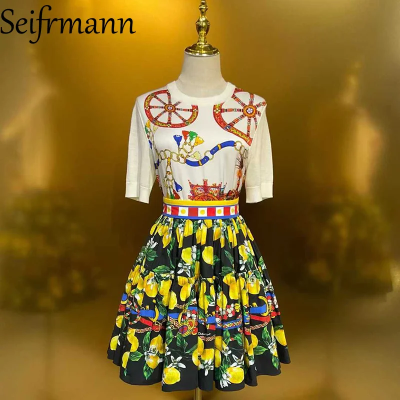 Seifrmann 2026 Spring Women's New Fashion Round Neck Short Sleeve Cotton Printed Top+Half Skirt Two Piece Set
Seifrmann 2026 Spring Women's New Fashion Round Neck Short Sleeve Cotton Printed Top+Half Skirt Two Piece Set