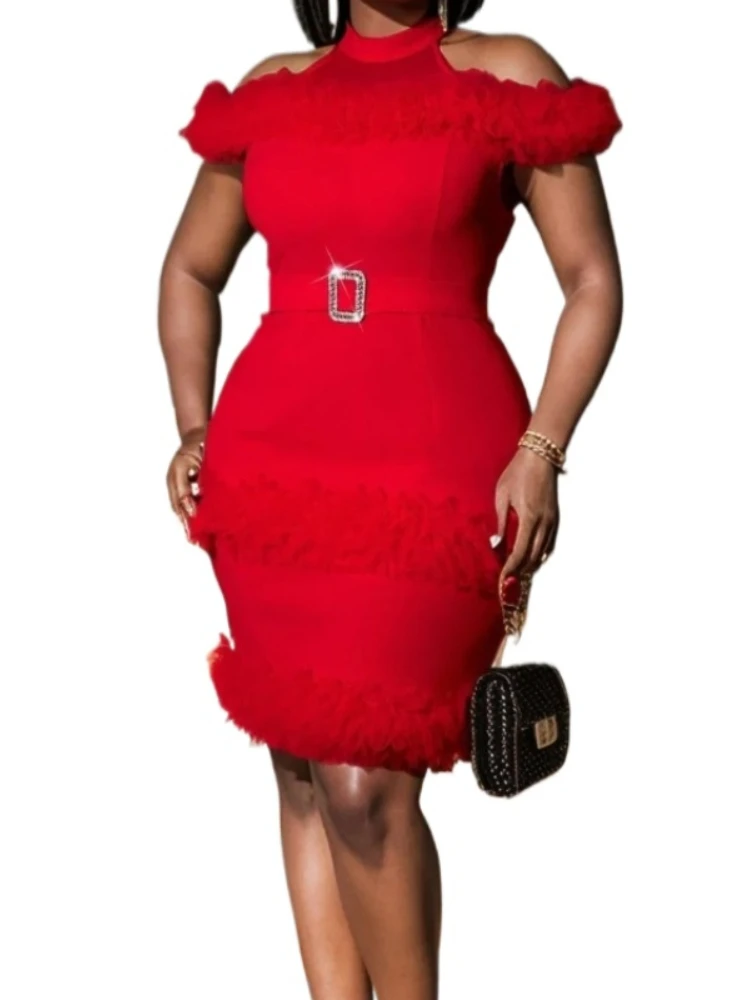 Red Christmas Dresses Sexy Birthday Any Party Women Cold Shoulder Patchwork Mesh Ruffles Bodycon Shiny Bulkle Clubwer Outfits
Red Christmas Dresses Sexy Birthday Any Party Women Cold Shoulder Patchwork Mesh Ruffles Bodycon Shiny Bulkle Clubwer Outfits