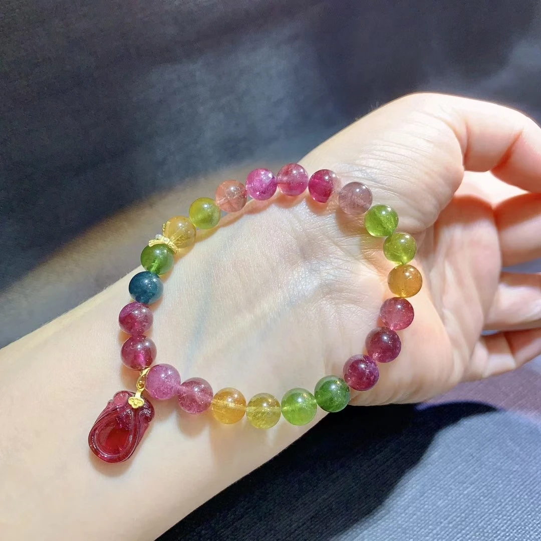 Natural Colorful Tourmaline Clear Round Beads Bracelet Pendant 8.2mm Brazil Women Men Rainbow Blue Red Tourmaline AAAAAAA
Natural Colorful Tourmaline Clear Round Beads Bracelet Pendant 8.2mm Brazil Women Men Rainbow Blue Red Tourmaline AAAAAAA