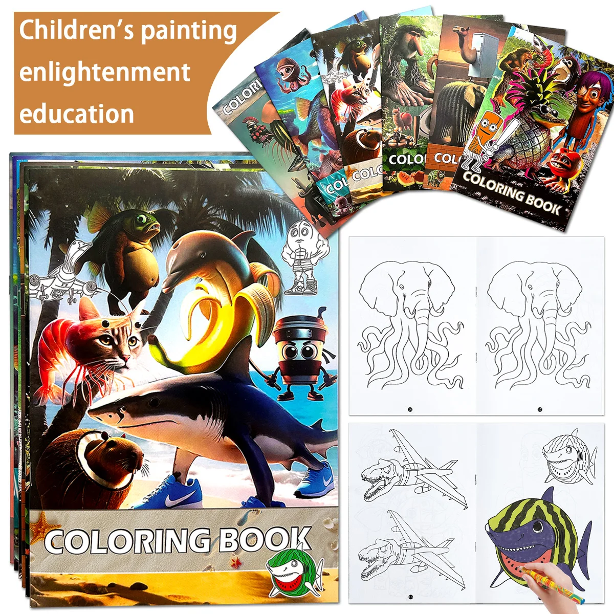 Six Abstract Children's Coloring Books,With Imaginative and Creative Animal Combinations,Enhance Children's Imagination
Six Abstract Children's Coloring Books,With Imaginative and Creative Animal Combinations,Enhance Children's Imagination