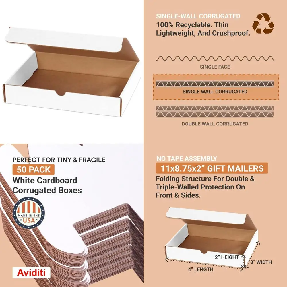 50-Count Small 11L x 8W x 2H Corrugated Cardboard Boxes for Shipping, Moving, Mailing, Packing, and Storage
50-Count Small 11L x 8W x 2H Corrugated Cardboard Boxes for Shipping, Moving, Mailing, Packing, and Storage