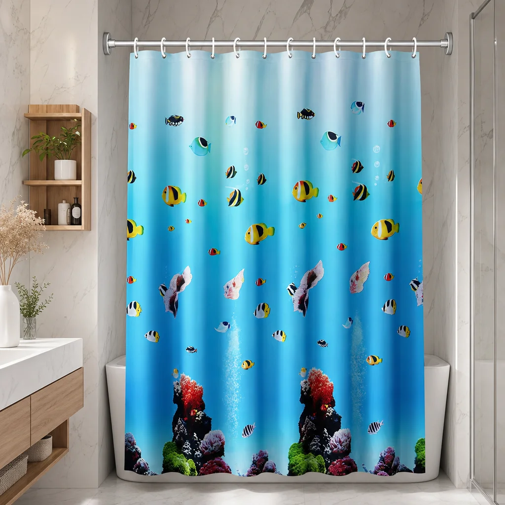 Sea World Shower Curtain Tropical Fish Bath Curtains Waterproof Polyester Blue Ocean Theme Bathroom Partition Decor with 12Hooks
Sea World Shower Curtain Tropical Fish Bath Curtains Waterproof Polyester Blue Ocean Theme Bathroom Partition Decor with 12Hooks