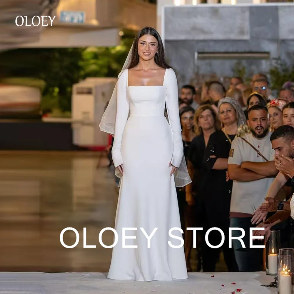 OLOEY Simple Mermaid Wedding Dresses Long Sleeves Square Neck Soft Satin Bridal Gowns Arabic Women Formal Bride Customized
OLOEY Simple Mermaid Wedding Dresses Long Sleeves Square Neck Soft Satin Bridal Gowns Arabic Women Formal Bride Customized
