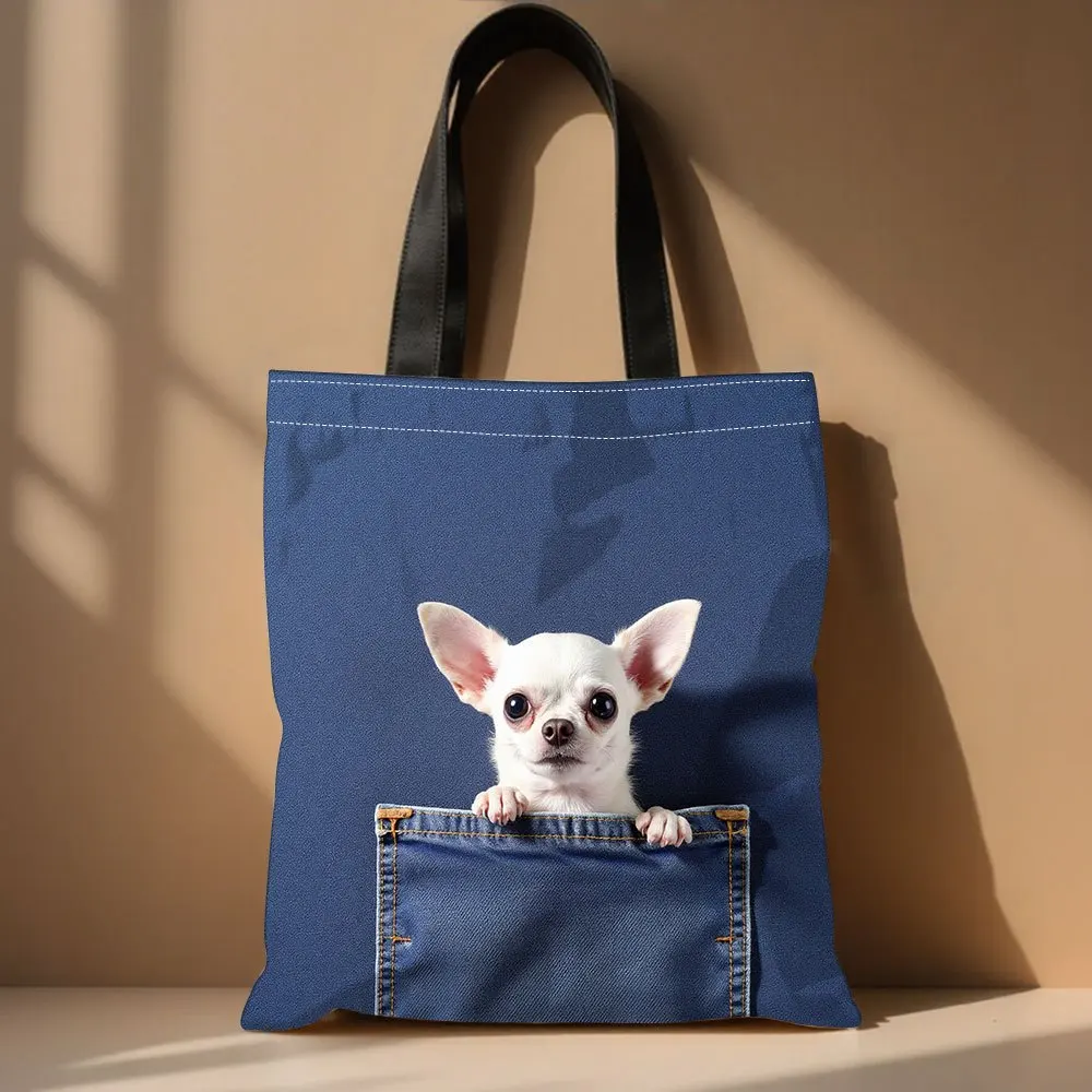 Chihuahua Peeking Out of Pocket Pattern Handbag Cute Cat Tote Bags for Shopping, Working School Sport Traveling Shoulder Bag
Chihuahua Peeking Out of Pocket Pattern Handbag Cute Cat Tote Bags for Shopping, Working School Sport Traveling Shoulder Bag
