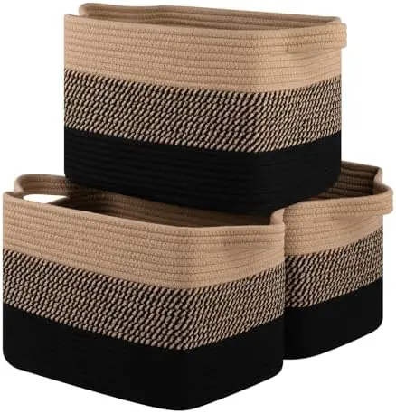 Woven Storage Baskets for Closet, Shelf & Nursery - 3 Pack Black & Brown Decorative Organizer Bins 13"x10"x9"
Woven Storage Baskets for Closet, Shelf & Nursery - 3 Pack Black & Brown Decorative Organizer Bins 13"x10"x9"