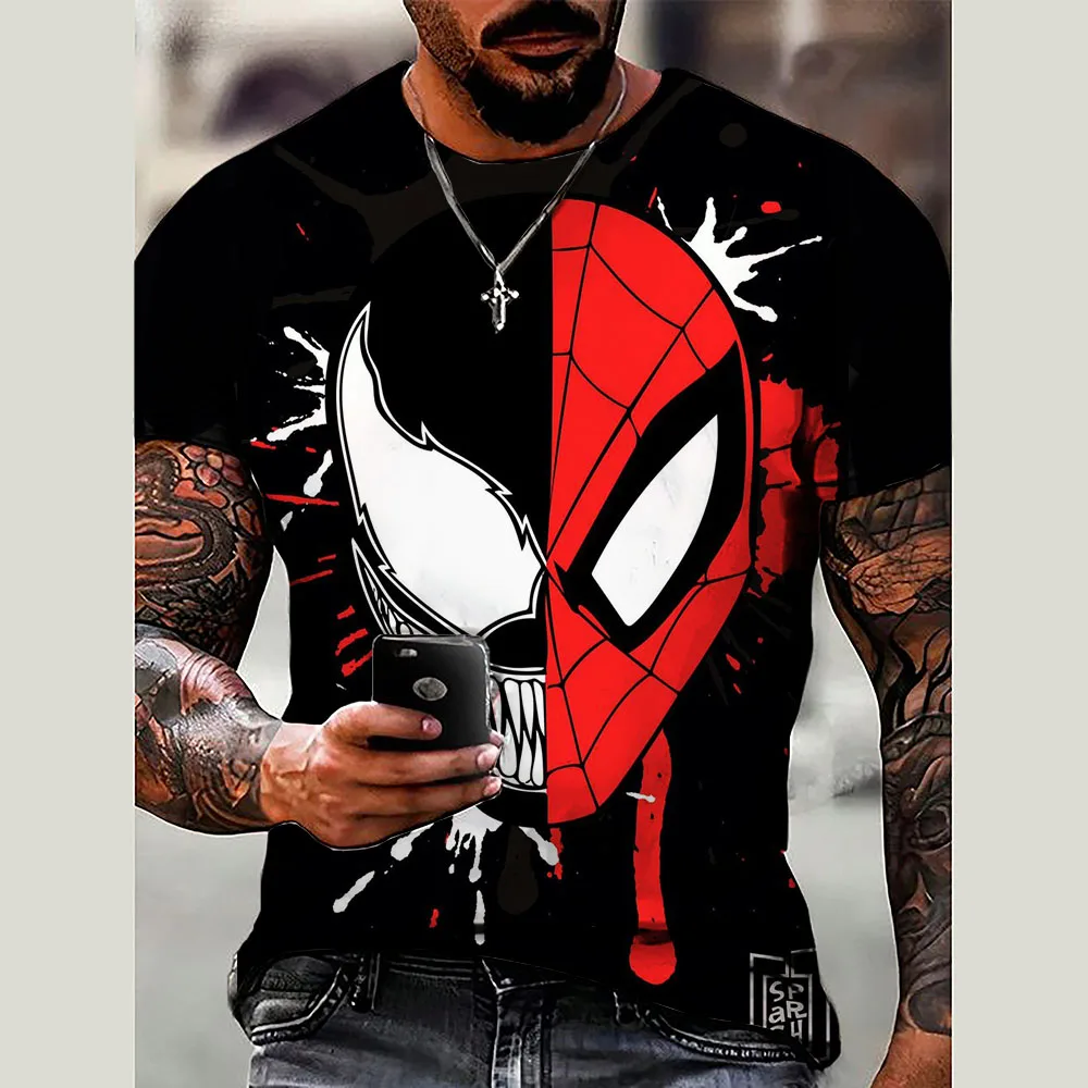 Marvel hero Spider Man venom pattern 3D printed men's T-shirt street fashion casual summer short sleeved oversized T-shirt top
Marvel hero Spider Man venom pattern 3D printed men's T-shirt street fashion casual summer short sleeved oversized T-shirt top
