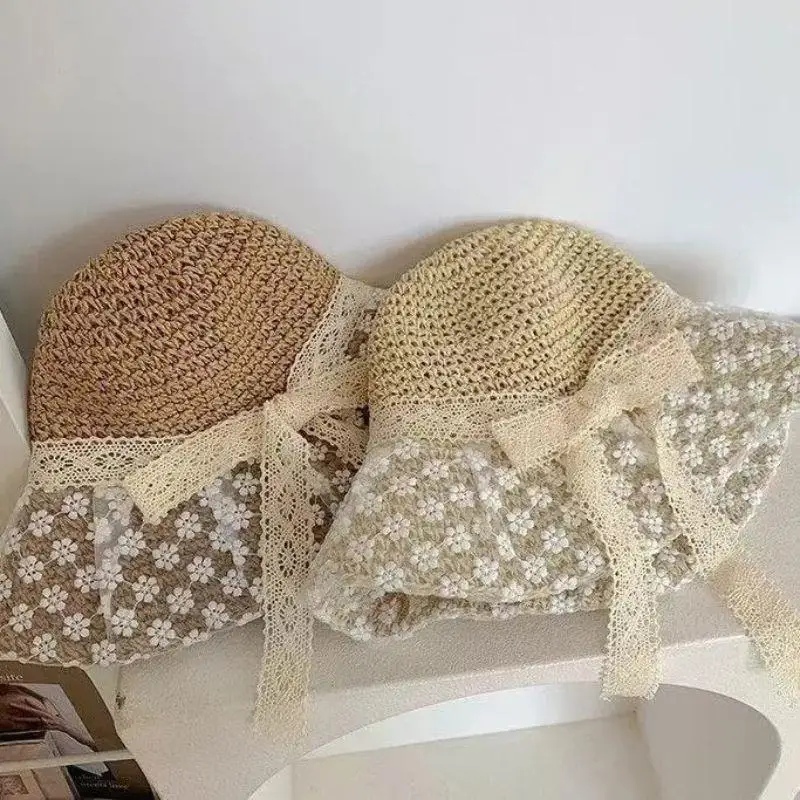 Summer Hat Women Lace Ribbon Bow Brimmed Sunshade Bucket Hat Lady Folding Sun Hat Beach Accessories Sunscreen Travel New Sunhat
Summer Hat Women Lace Ribbon Bow Brimmed Sunshade Bucket Hat Lady Folding Sun Hat Beach Accessories Sunscreen Travel New Sunhat