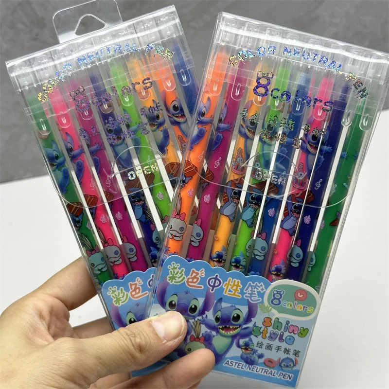 Cartoon Stitch Color Gel Pen Set Disney 8-color Painting Pen Girl Painting with Colored Pens Children's Birthday Stationery Gift
Cartoon Stitch Color Gel Pen Set Disney 8-color Painting Pen Girl Painting with Colored Pens Children's Birthday Stationery Gift