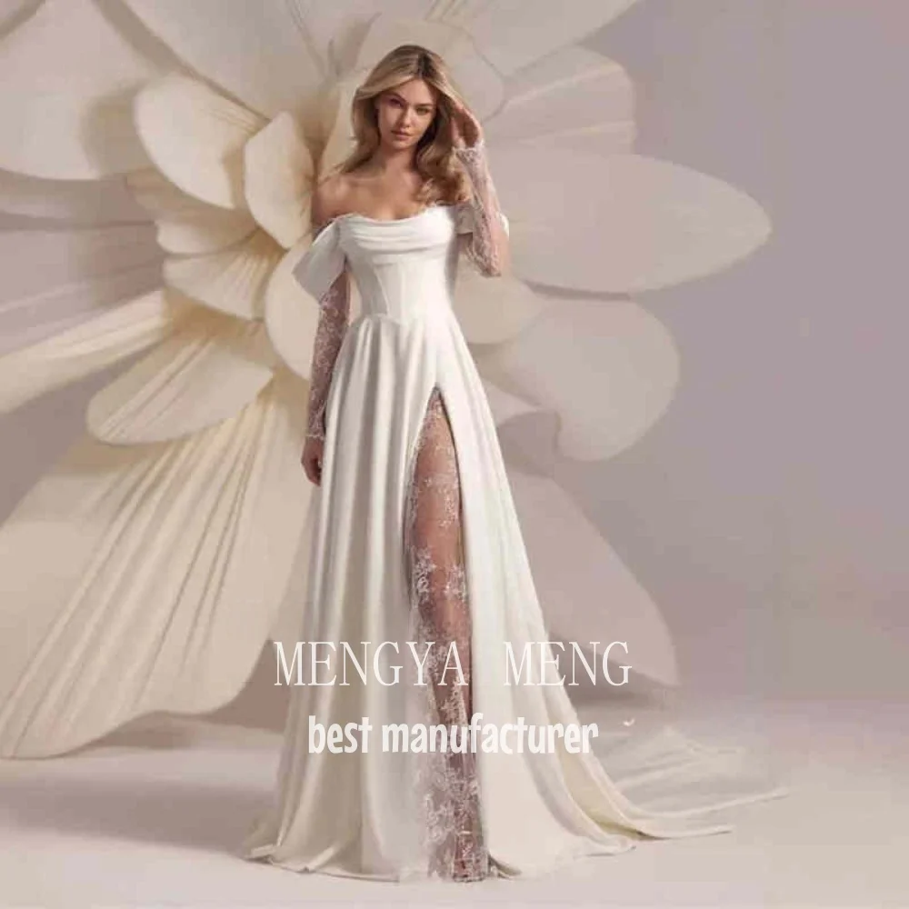 ZHUISHU Elegant Ivory Pleat Satin Wedding Dress Scoop Neck Customized Photoshoot Lace Long Sleeve Bridal Gown Sweep Train Corset
ZHUISHU Elegant Ivory Pleat Satin Wedding Dress Scoop Neck Customized Photoshoot Lace Long Sleeve Bridal Gown Sweep Train Corset