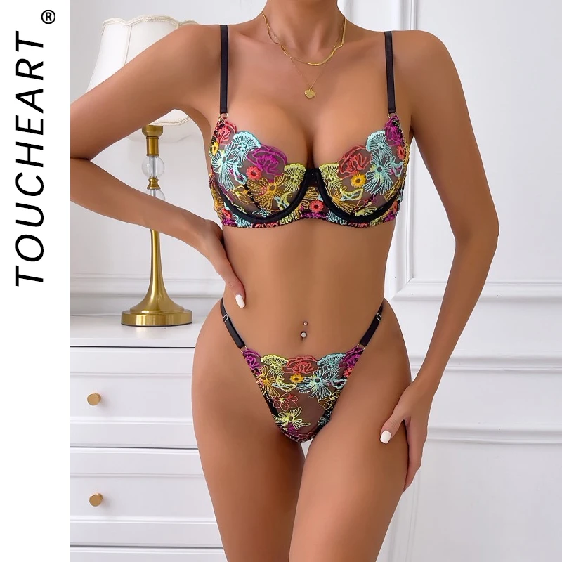 Toucheart Sexy Lingerie Set For Women Flower Embroidered Printing Sexy Mesh See-Through Stitching Hollow Bra Underwear Set New
Toucheart Sexy Lingerie Set For Women Flower Embroidered Printing Sexy Mesh See-Through Stitching Hollow Bra Underwear Set New