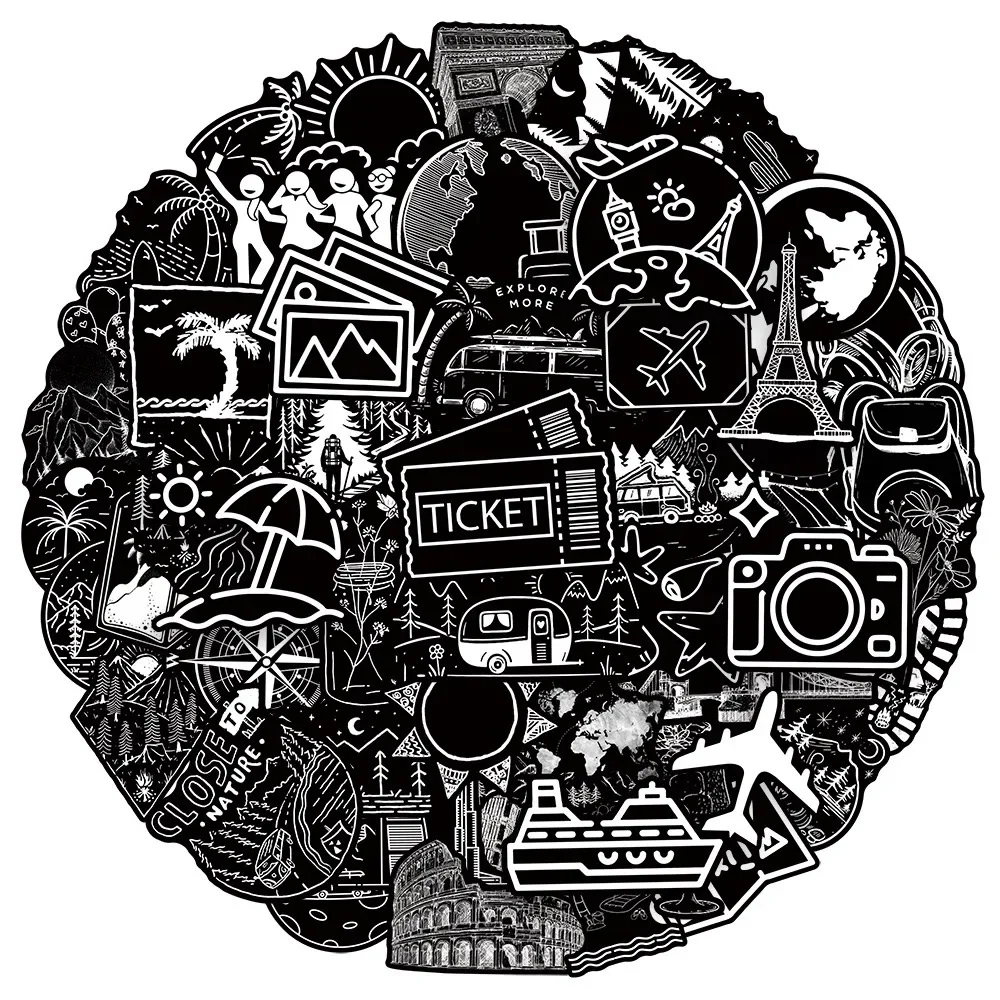 10/50pcs Cool Outdoor Hiking Camping Travel Stickers Aesthetic INS Black White Decals DIY Laptop Car Motorcycle Luggage Sticker
10/50pcs Cool Outdoor Hiking Camping Travel Stickers Aesthetic INS Black White Decals DIY Laptop Car Motorcycle Luggage Sticker