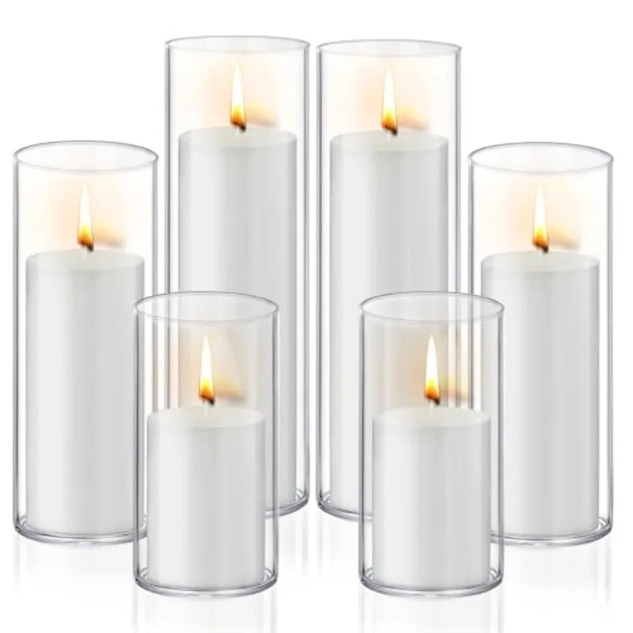Pillar Candles with Glass Candle Holders Clear Hurricane Candle Holders Glass Cylinder Vases for Centerpieces Wedding Party, Ev
Pillar Candles with Glass Candle Holders Clear Hurricane Candle Holders Glass Cylinder Vases for Centerpieces Wedding Party, Ev