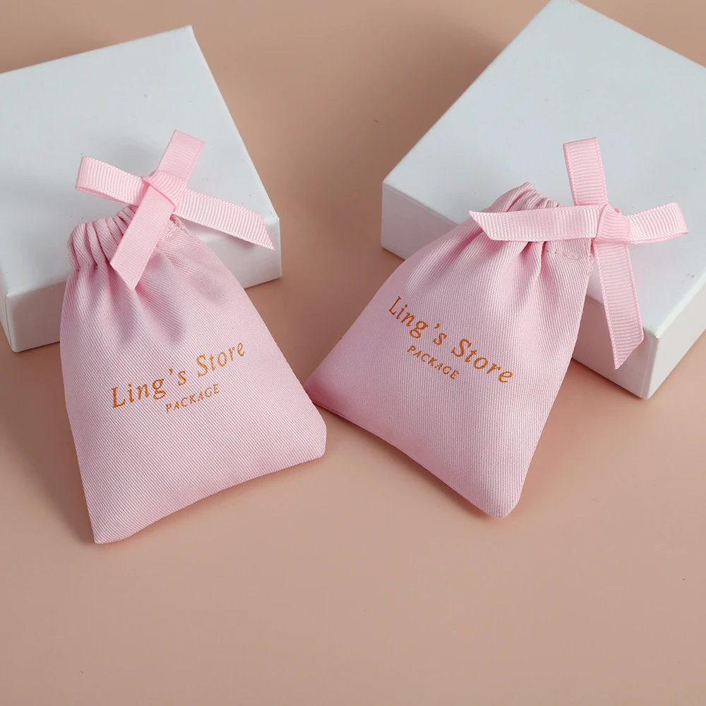 50 Custom Jewelry Package Pouch with Logo Printed Pink Cotton Canvas Bags Personalized with Ribbon Small Necklace Earring Pouch
50 Custom Jewelry Package Pouch with Logo Printed Pink Cotton Canvas Bags Personalized with Ribbon Small Necklace Earring Pouch