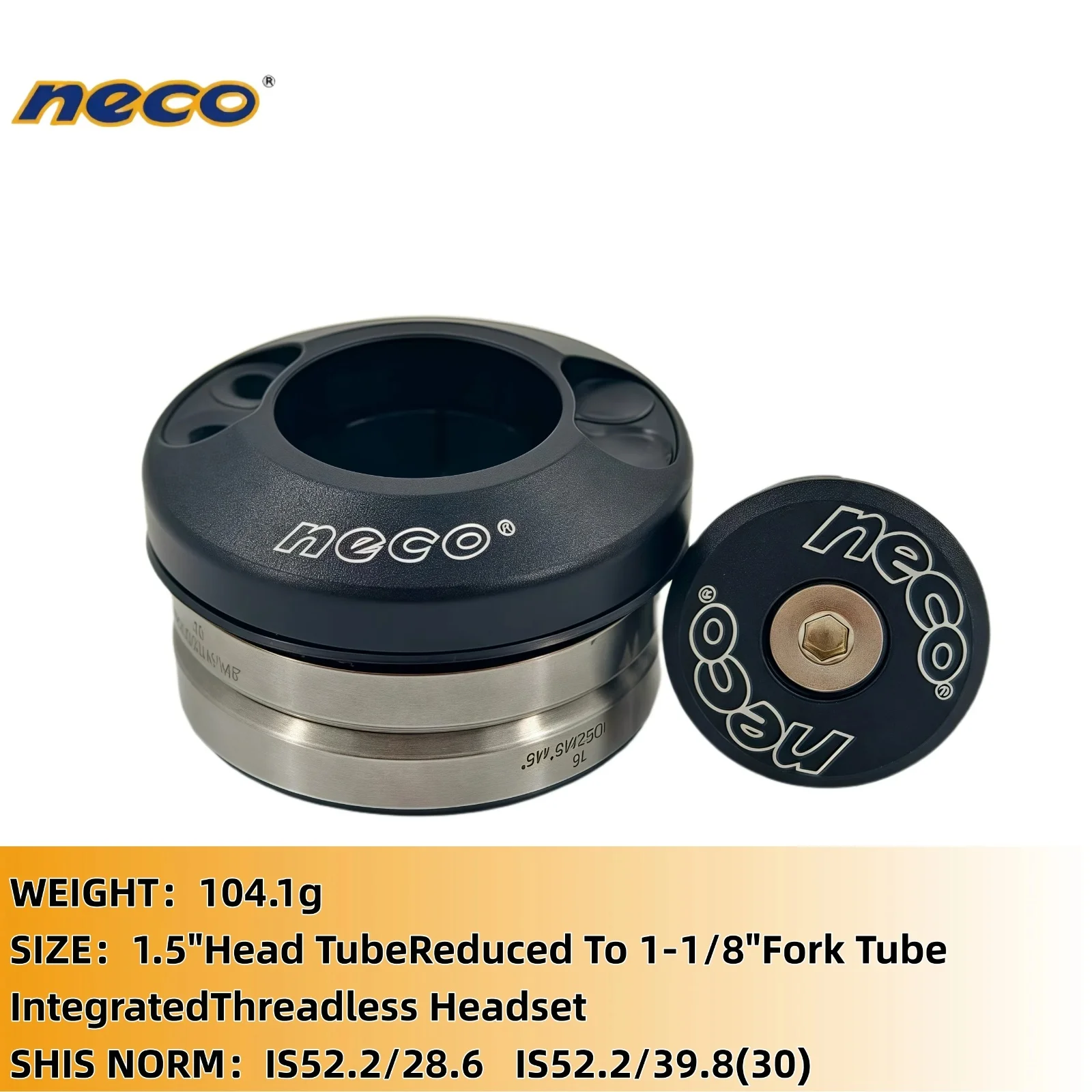 Neco Bike Headset Bicycle Integrated Threadless Headset 1.5" To 1-1/8" Reduced Fork Tube 52.2/28.6/39.8/30mm for MTB/XCM/DH Road
Neco Bike Headset Bicycle Integrated Threadless Headset 1.5" To 1-1/8" Reduced Fork Tube 52.2/28.6/39.8/30mm for MTB/XCM/DH Road
