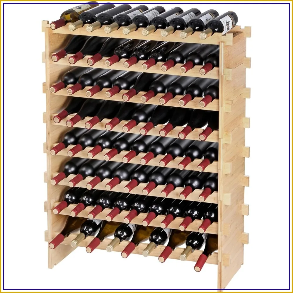 72-Bottle Stackable Bamboo Wine Rack, 8-Tier Freestanding Display Shelf, Wobble-Free Storage for Kitchen, Dining Room, Cellar
72-Bottle Stackable Bamboo Wine Rack, 8-Tier Freestanding Display Shelf, Wobble-Free Storage for Kitchen, Dining Room, Cellar
