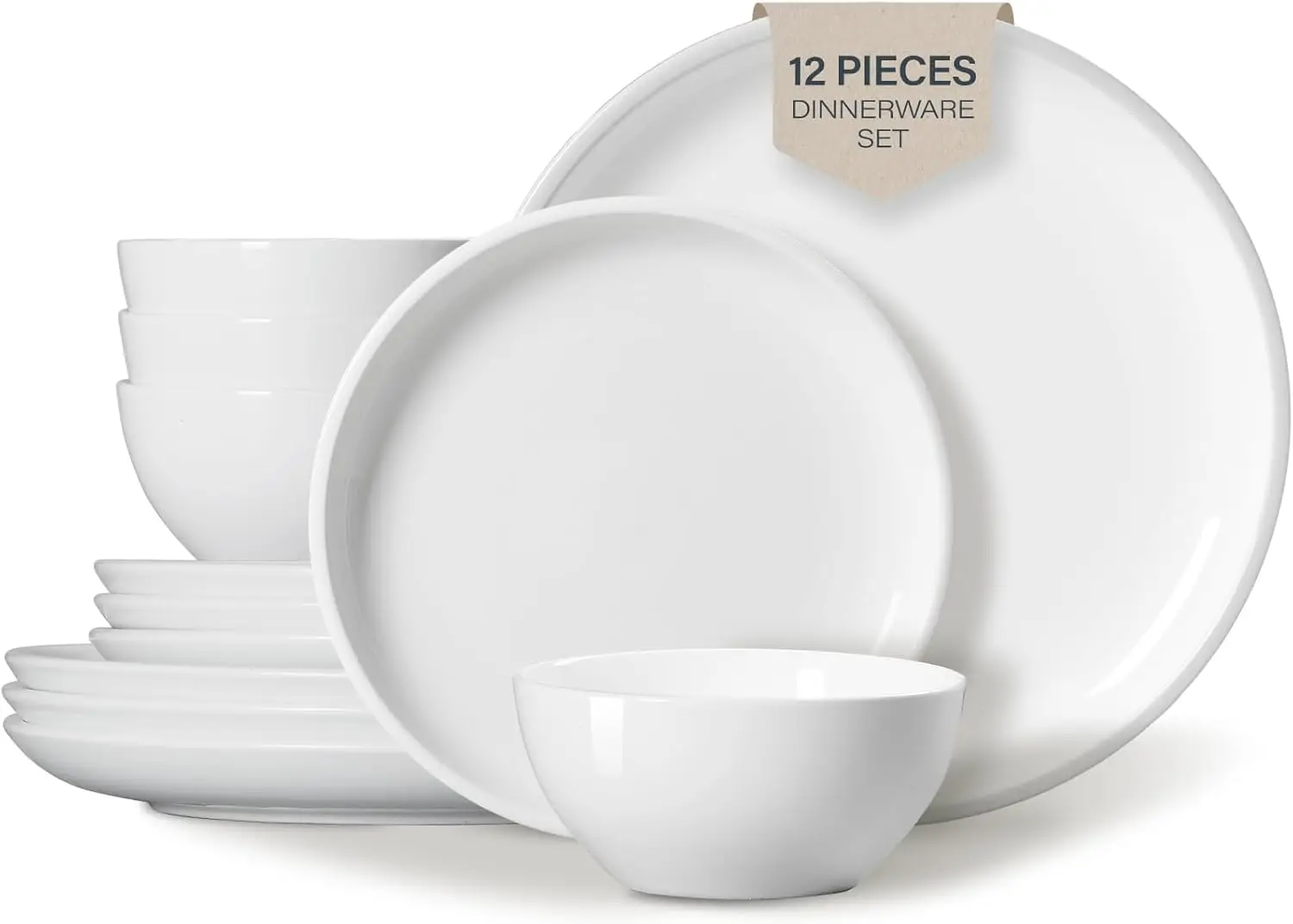 12-Piece Stoneware Dinnerware Set for 4, Microwave & Dishwasher Safe White Porcelain Plates and Bowls
12-Piece Stoneware Dinnerware Set for 4, Microwave & Dishwasher Safe White Porcelain Plates and Bowls