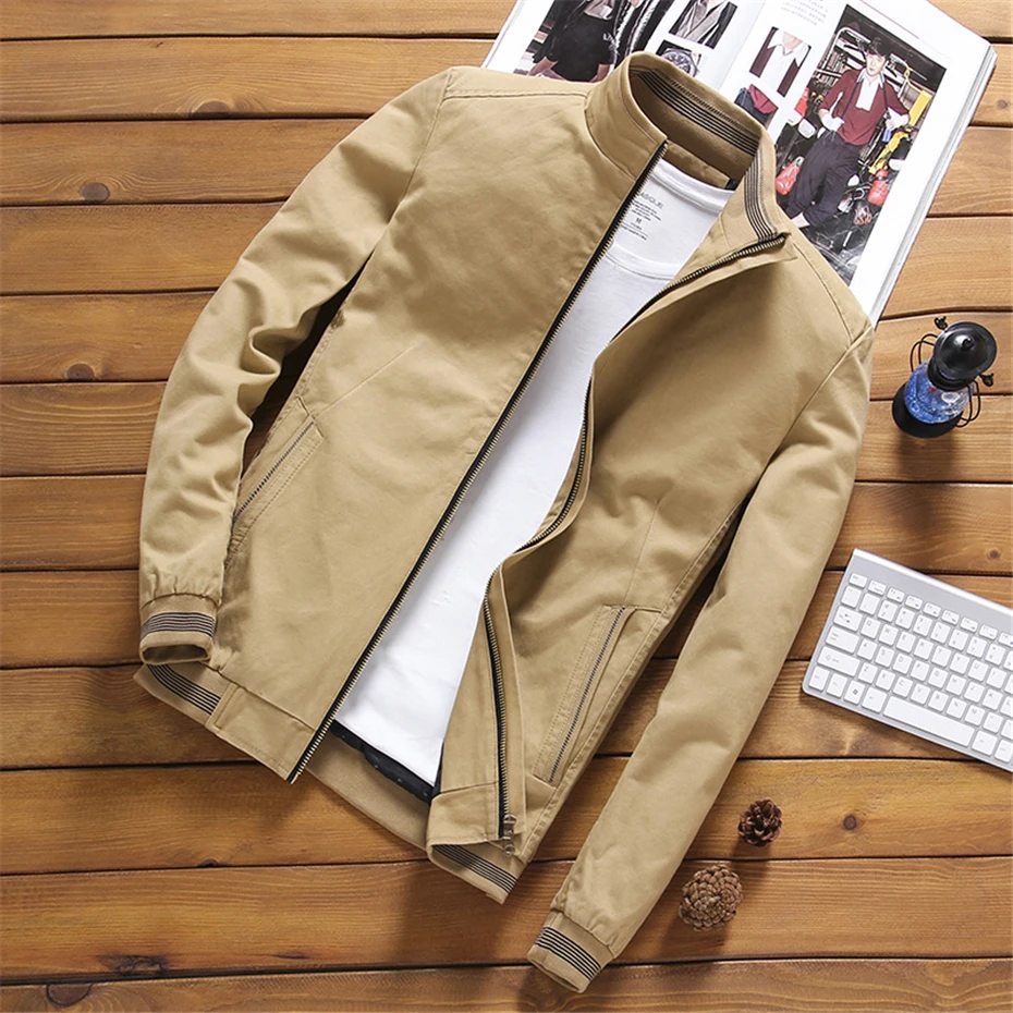 Baseball Jacket Men Solid Color Varsity Jackets Coats Fashion Casual Spring Autumn Coat Khaki Black
Baseball Jacket Men Solid Color Varsity Jackets Coats Fashion Casual Spring Autumn Coat Khaki Black