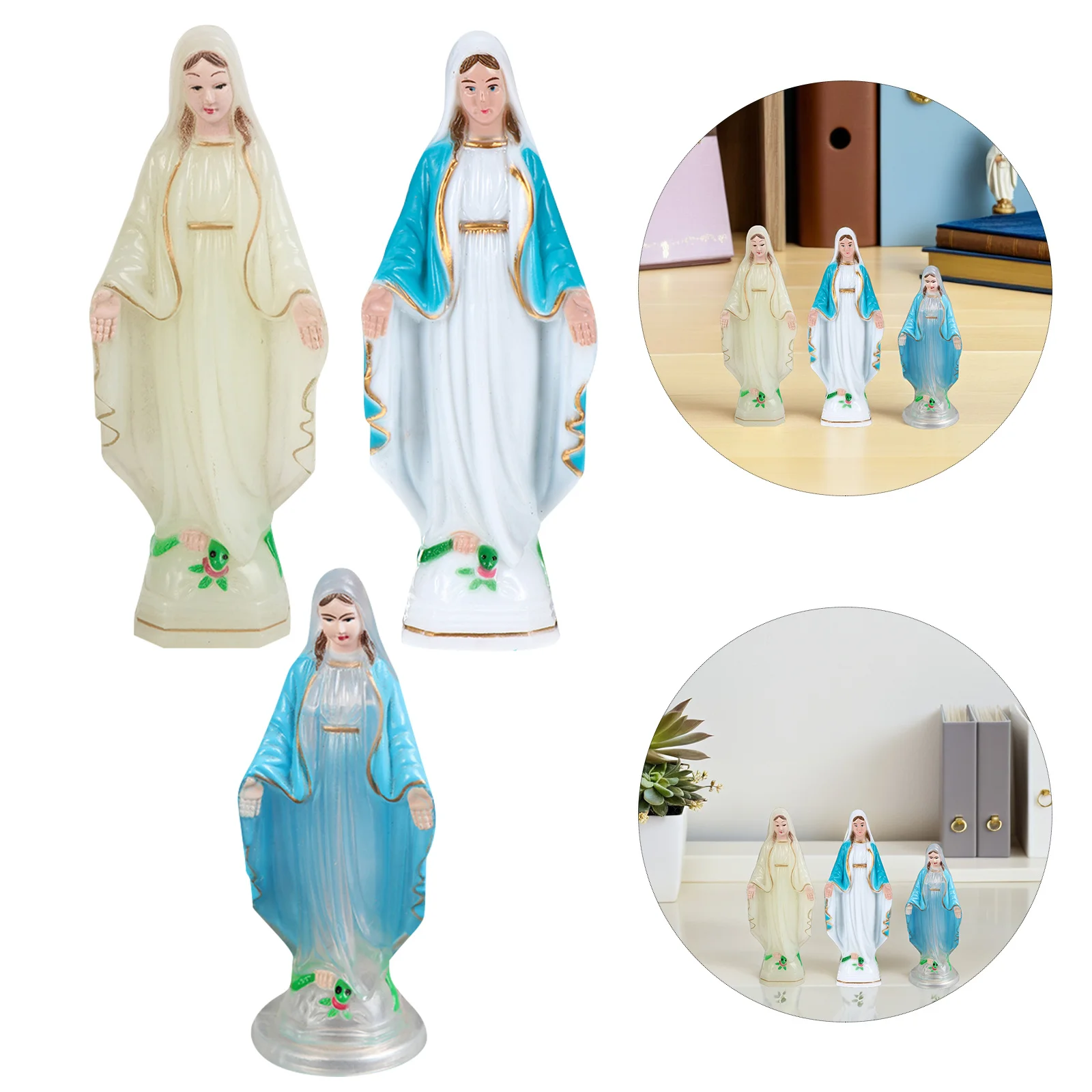 3Pcs Virgin Mary Ornament Set Sturdy Plastic Statue for Home Interior Church Tabletop Spiritual Decoration Mary Ornaments
3Pcs Virgin Mary Ornament Set Sturdy Plastic Statue for Home Interior Church Tabletop Spiritual Decoration Mary Ornaments