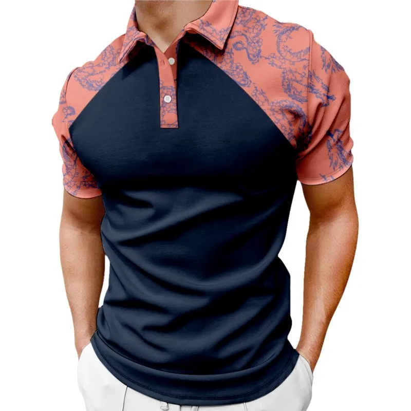 Мужская летняя рубашка-поло с коротким рукавом 
Мужская летняя рубашка-поло с коротким рукавом