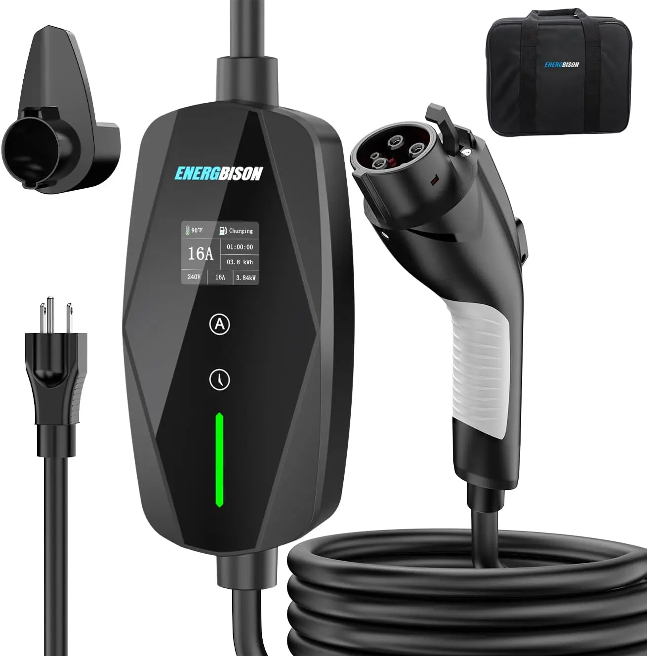 16A Dual Voltage EV Charger Level 1 & 2 with Adjustable Current, 25ft Cable, NEMA 6-20 Plug & 5-15 Adapter, Portable J1772 Charging Station for Home
16A Dual Voltage EV Charger Level 1 & 2 with Adjustable Current, 25ft Cable, NEMA 6-20 Plug & 5-15 Adapter, Portable J1772 Charging Station for Home