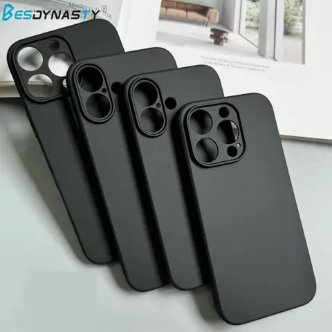 Custodia per telefono opaca in silicone nero pieno di lusso per iPhone 17 Air 16 15 14 13 12 11 Pro Max 16 15 14 Plus Cover posteriore Custodia morbida in TPU