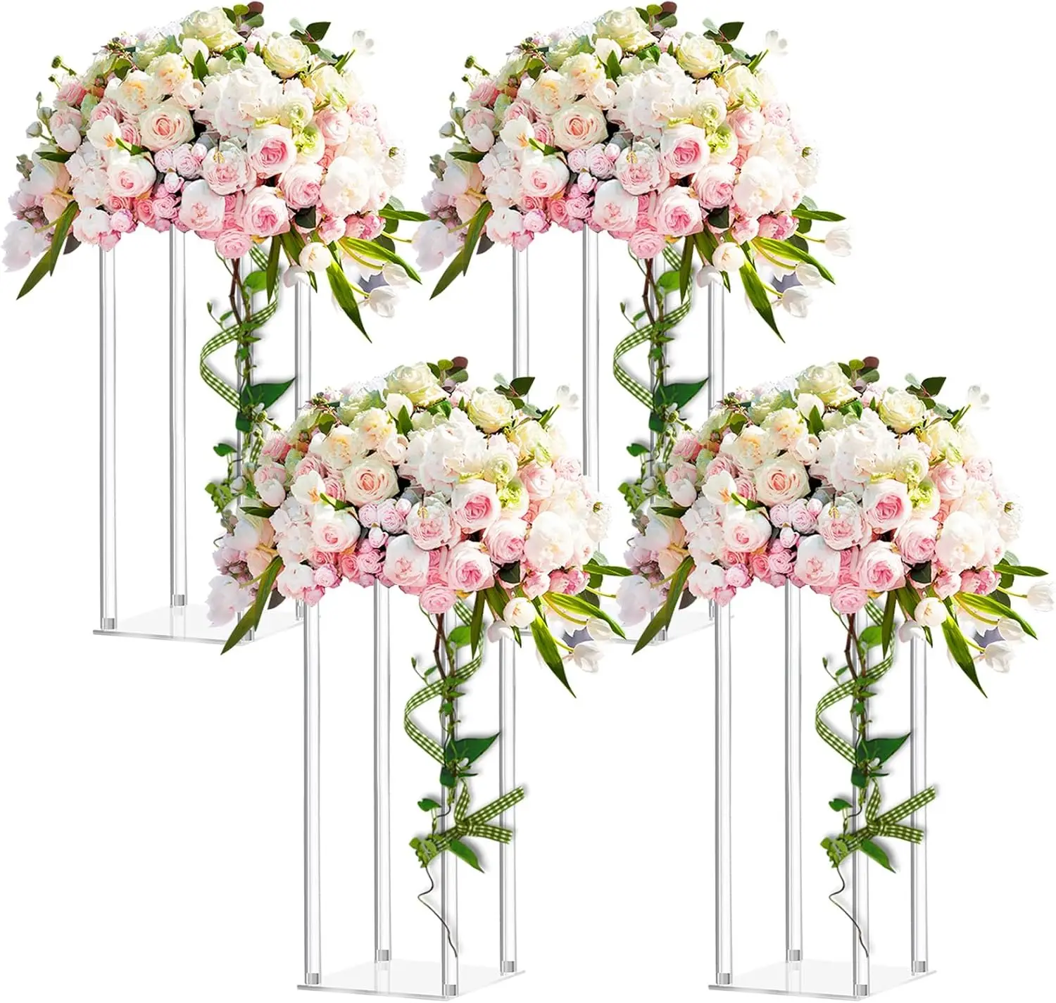 4-Piece Tall Clear Acrylic Vase Set for Wedding Centerpieces, Geometric Floral Display Holder, 16-Inch Elegant Table Decor
4-Piece Tall Clear Acrylic Vase Set for Wedding Centerpieces, Geometric Floral Display Holder, 16-Inch Elegant Table Decor