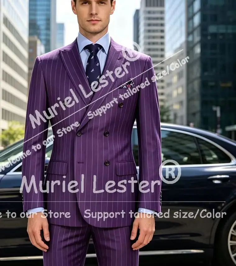 Stripes Suit Men 2 Pieces Sets Classic Double Breasted Jacket Pants Customized Man Business Party Tuxedos Slim Fit Male Outfits
Stripes Suit Men 2 Pieces Sets Classic Double Breasted Jacket Pants Customized Man Business Party Tuxedos Slim Fit Male Outfits