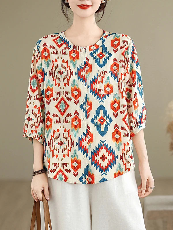 Ele Slimming Floral Print Summer irt Women's Faionable Thin Casual Top Vintage Straight Cut ort Sve round Ne
Ele Slimming Floral Print Summer irt Women's Faionable Thin Casual Top Vintage Straight Cut ort Sve round Ne