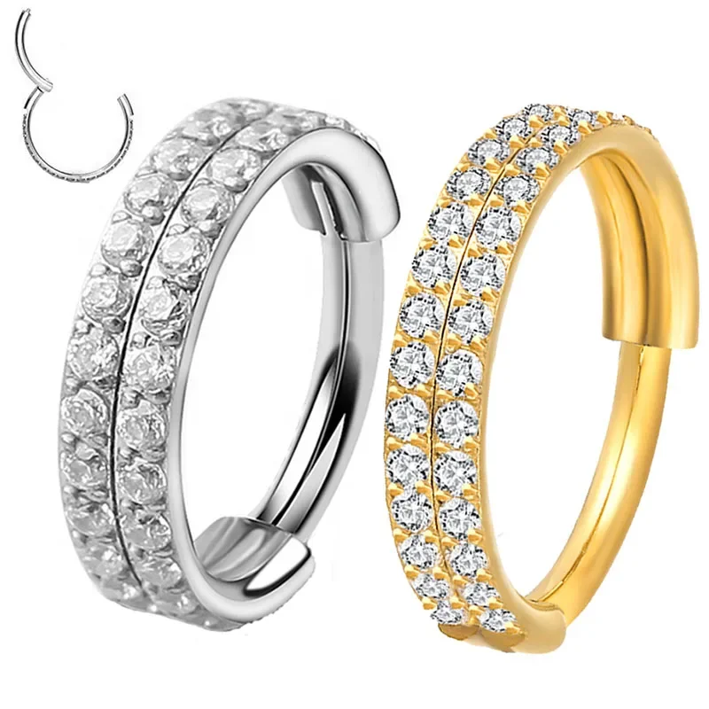 G23 Titanium Ear Cartilage Earring Earlobe Piercing Two Rows CZ Zircon Paved Nose Rings Hoops Nipple Lip Clicke Ring Jewellery
G23 Titanium Ear Cartilage Earring Earlobe Piercing Two Rows CZ Zircon Paved Nose Rings Hoops Nipple Lip Clicke Ring Jewellery