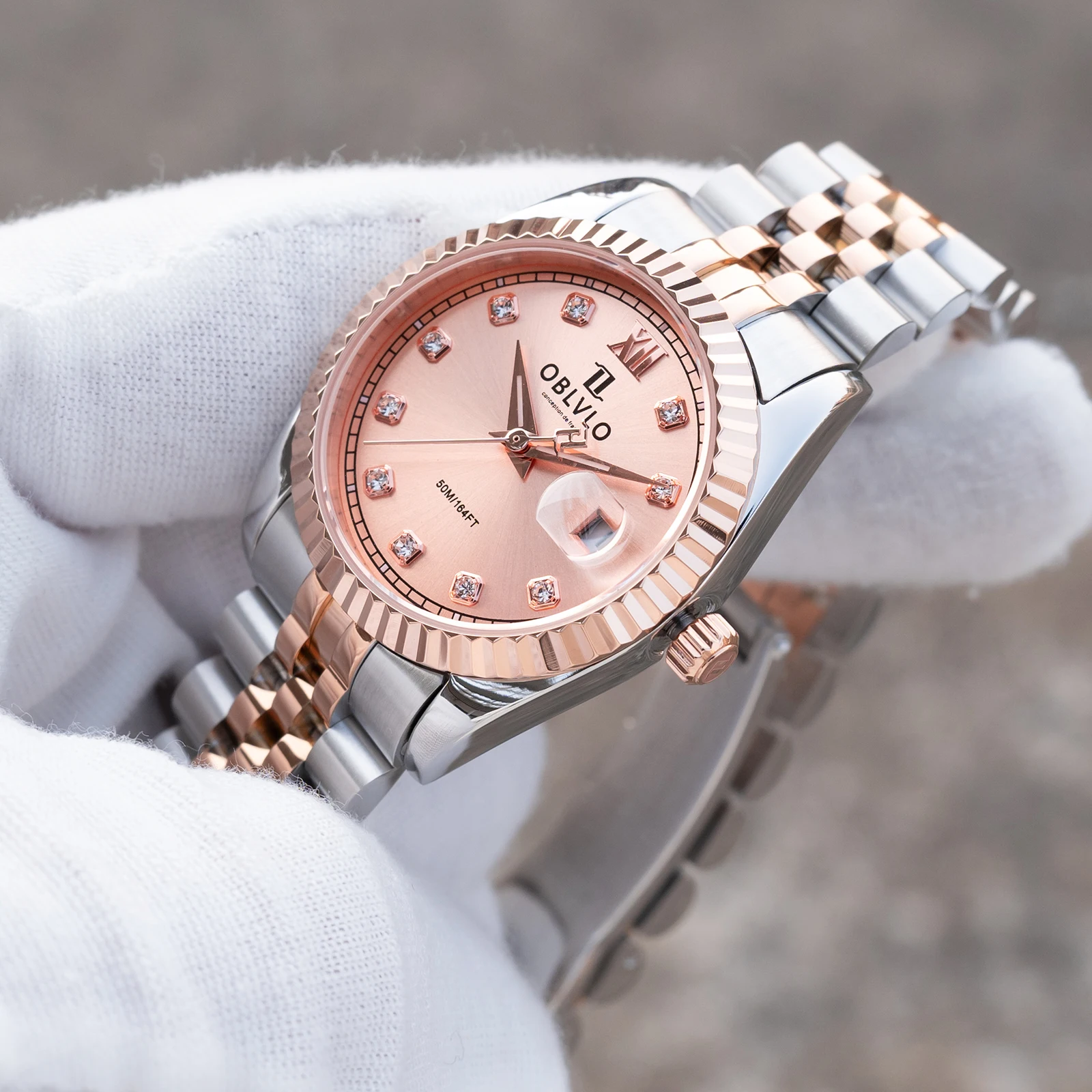 OBLVLO Women's Two-Tone Dress Watch Swiss Quartz Movement Elegant Romantic Bracelet Band for Couples Ladies Fashion Accessory RX
OBLVLO Women's Two-Tone Dress Watch Swiss Quartz Movement Elegant Romantic Bracelet Band for Couples Ladies Fashion Accessory RX