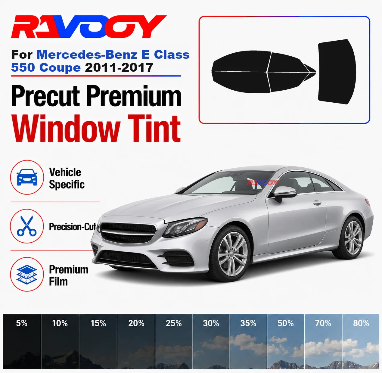 Premium Precut Window Tint Kit Front Rear Windows For Mercedes-Benz E Class 550 Coupe 2011-2017 Complete Set Nano Ceramic Film
Premium Precut Window Tint Kit Front Rear Windows For Mercedes-Benz E Class 550 Coupe 2011-2017 Complete Set Nano Ceramic Film